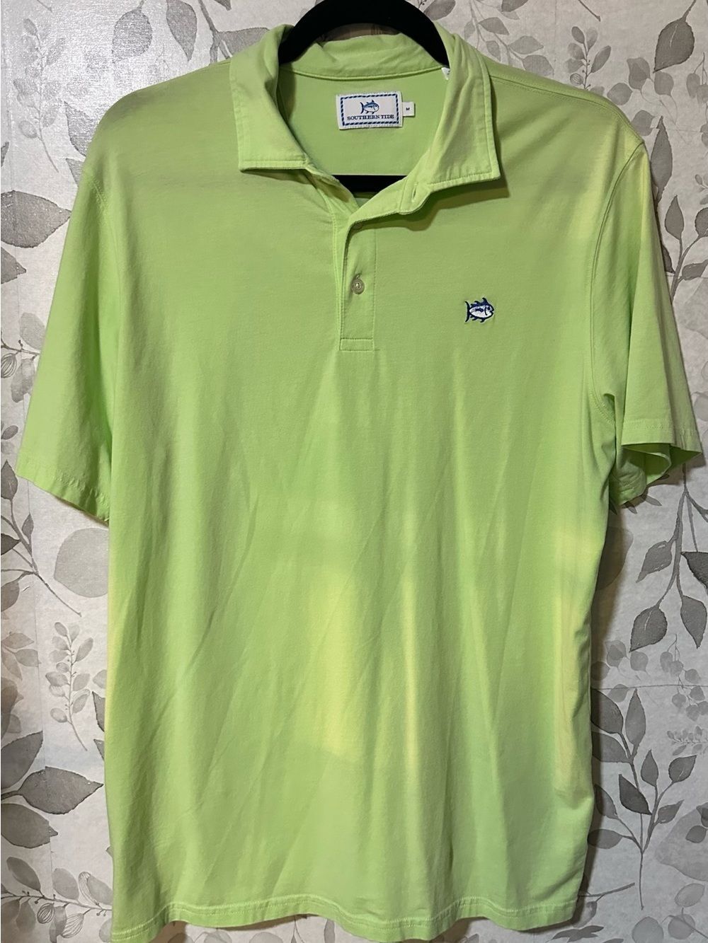 Southern Tide Men’s Lime Polo Pima Cotton Fish Logo Medium Golf Athleisure